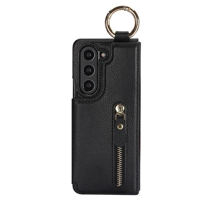 Elegant PU Leather Wallet Phone Case for Samsung with Ring Buckle